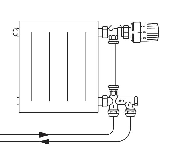 Схема бокового подключения радиатора
